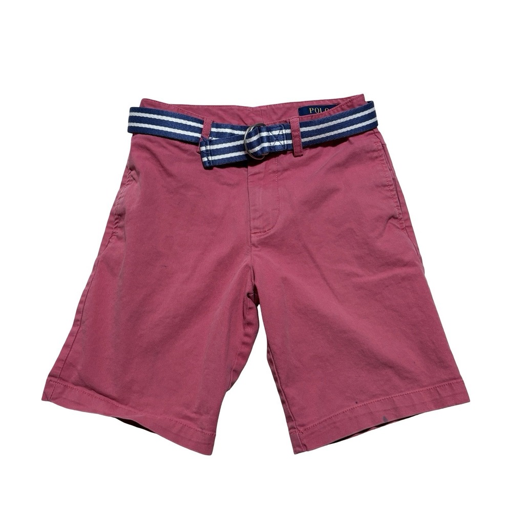 Polo Ralph Lauren Youth Boys‎ Chino Shorts with Stripe Belt Size 8 - 23 x 7.5